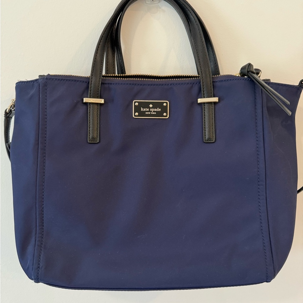 Kate Spade New York Navy Nylon Crossbody Satchel Bag with Strap